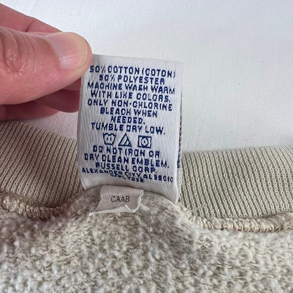 Russell Athletic Vintage Crewneck Sweatshirt Men's size Large Off White - Picture 5 of 7